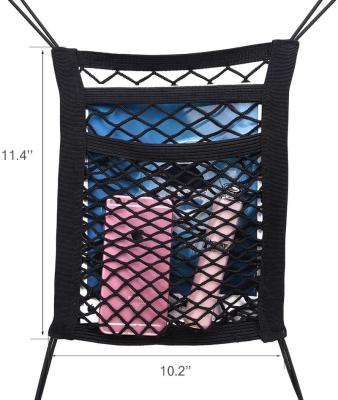 China Car Seat Storage Fancy Mesh / Black 3-Layer Net Bag Barrier Back Seat Organizer for sale