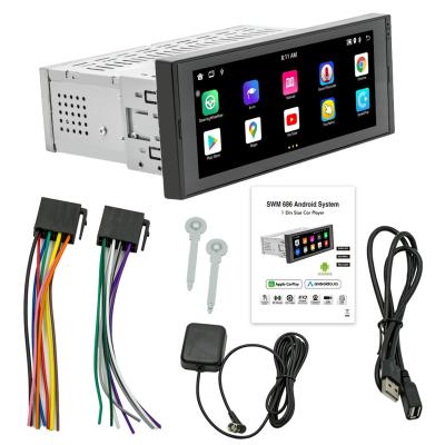 China GPS 6.86 Inch Vehicle 1 Din Single Din Android Head Unit GPS Wireless  Carplay & Android Auto IPS Screen FM BT Car Stereo Receiver for sale