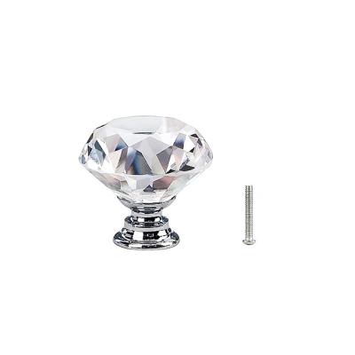 China Contemporary Hot Sale Diamond Round Bedroom Furniture Handles Crystal Glass Knobs Cabinet Knob for sale