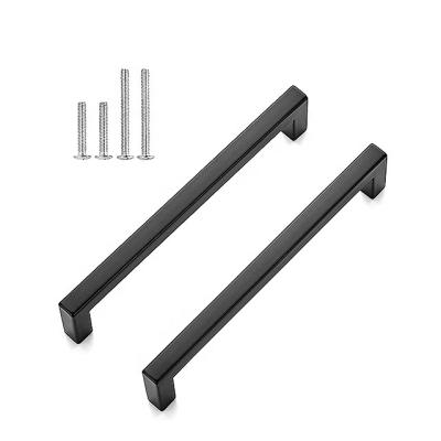 China ODM Modern Hot Selling OEM Aluminum Black Furniture Handles For Wardrobe Door Cabinet Handle for sale