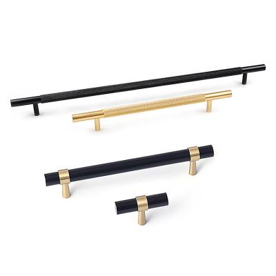 China XWX Modern Wholesale Gold Profile Hardware Black Knurled Aluminum Sideboard Furniture Pull Handle for sale