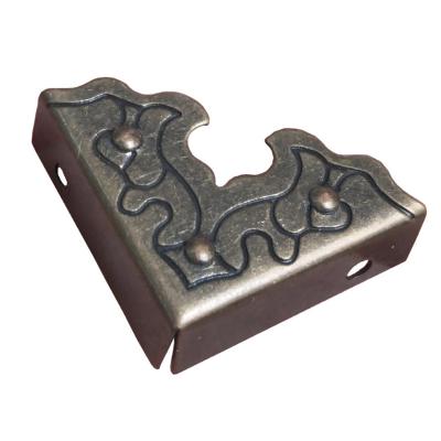 China Safety Metal Corner Chest Cash Box Hardware Decoration Corner Pad Copper Wood Antique for sale