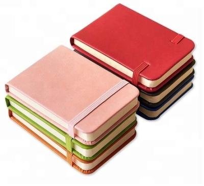 China Custom Wholesale PU Leather PU Leather Mini Pocket Hardcover Promotion Gift Mini Pocket Notepad Notebook With Elastic Band for sale