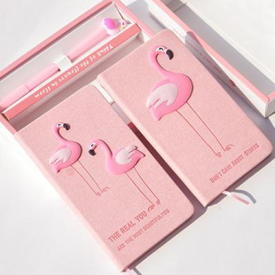 China Mini Flamingo Pink Thermo Leather Notebook A6 Set for sale