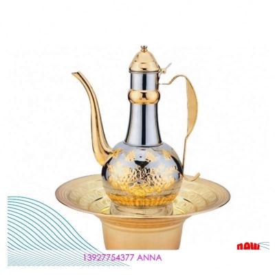 China Viable Hot Selling Arabic Hand Wash Set Stainless Steel Muslim Hand Water Kettle And Pot Wash Set for sale