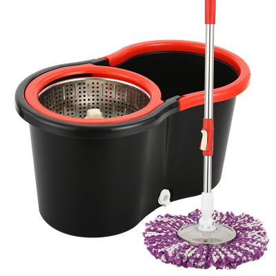 China Viable Mop and Bucket Set Fiber Fashionable Wholesale Micro Mop Hot Selling Design New 360 Degree Rotation Microfiber Metal Magic Basket for sale