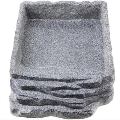 China Viable Reptile Bowl, Resin Rock Reptile Food and Water Feeder Pet Aquarium Ornament Mini Greenhouse Dish for sale