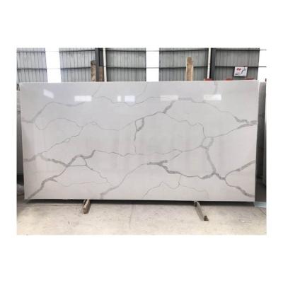 China Good Quality Pollution Free Polished White Calacatta Quartz Slabs For Kitchen Countertops Bathroom Vanity Tops Bar Top for sale