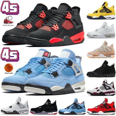 China Wholesale Luxury Active Sports Basketball Shoes Zapatillas Air Sneakers 4 White Blue Retro Oreo Black Cat Shoes College Style Sneakers for sale