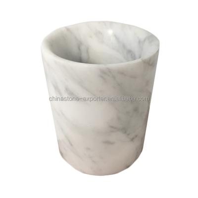 China Home Decoration Home Decor Marble Candle Holder Polished Italy Volakas White Marble Candle Jar for sale