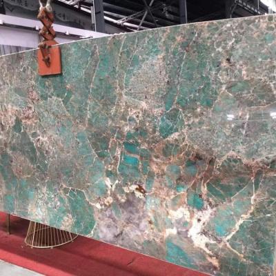 China Bathroom Shower Floor Marble Amazonite Turquoise Green Granite Large Natural Stone Slabs for sale