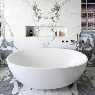 China New Designs Natural White Solid Marble Freestanding Single Bathtub for Bathroom for sale