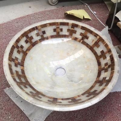 China 1 Bowl Retro Marble Mosaic Basin , Retro Marble Mosaic Bathroom Sink for sale