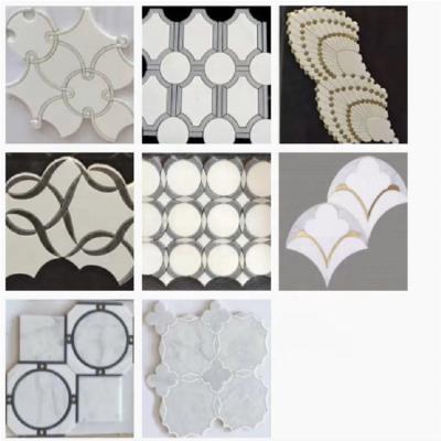 China 2019 new parquet designs waterjet marble mosaic wall slabs for sale