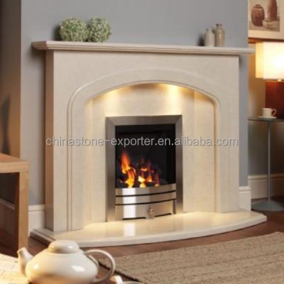 China Modern Beige Cheap Electric Fireplaces Surrounding , Marble Fireplace Mantel for sale