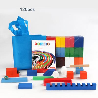 China Safe Wholesale Kids Colored Wooden Domino Game Set for sale