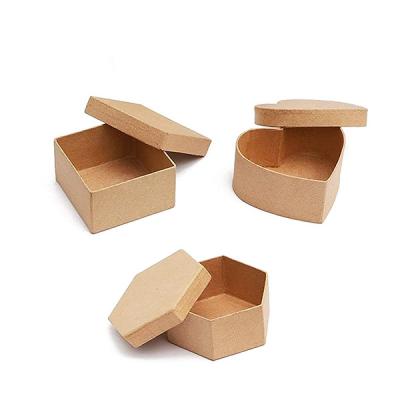 China Mini Raw Nature Kraft Paper Disposable Gift Boxes with Lids for sale