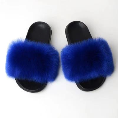 China Fashion Trend Faux Fur Slippers Fox Fur Slides for sale