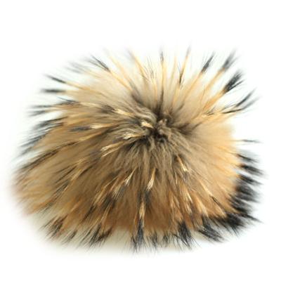 China Fur Pom Poms For Hats Natural Raccoon Fur Pompom 15cm 19cm for sale