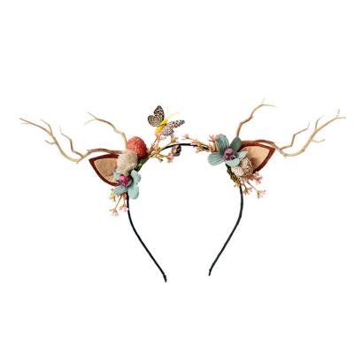 China Hot Selling Cute New Product Good Quality Fabric Antler Cat-ear Butterfly Hair Circle Headbands for sale