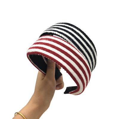 China Pretty New Fashion Lady Head Band High Quality Striped Wool Knitted Color Block Headband Hair Bands Wide Headbands for sale