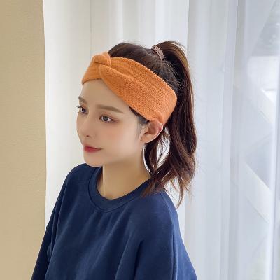 China High Quality Fashion Winter Lady Hair Cross Pretty Wraps Autumn Knit Headband Headbands Spa Hair Bands For Women Accessories Headbands for sale