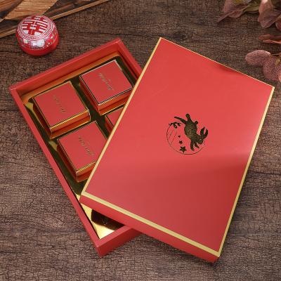 China Recycled Materials Customized Autumn Moon Cake Box Red Mid Luxury Candy Cookie Packaging Gift Box for sale