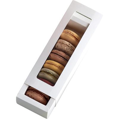 China Recycled Materials Wholesale Custom Drawer Box Cookie Macaron Cake Transparent Chocolate Packaging Box for sale