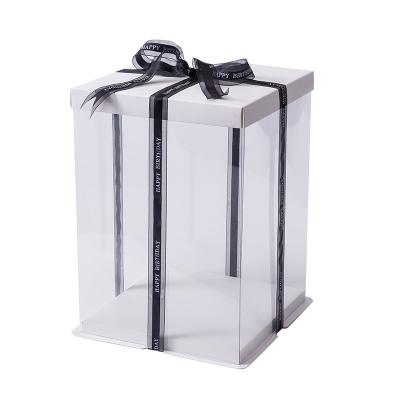 China Recycled materials wholesale custom made high quality plastic transparent wedding birthday box cake boxes for sale