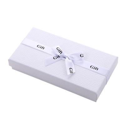 China High End White Materials Recycled Materials Jewelry Packaging Box Bracelet / Necklace / Watch Gift Boxes With Ribbon Bow for sale