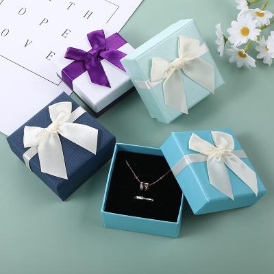 China Wholesale Custom Materials Factory Recycled Bow Paper Jewelry Box Ring Necklace Gift Box Beautiful for sale