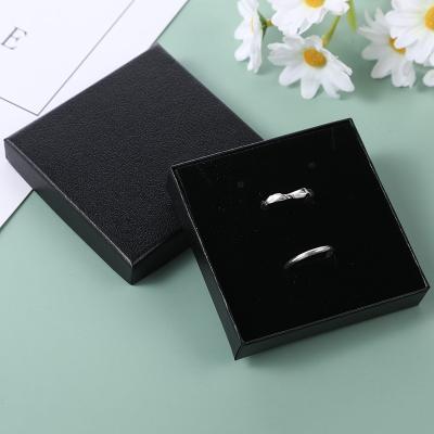 China Recycled Materials Wholesale Custom Black Ring Earring Gift Box Jewelry Packaging Boxes for sale