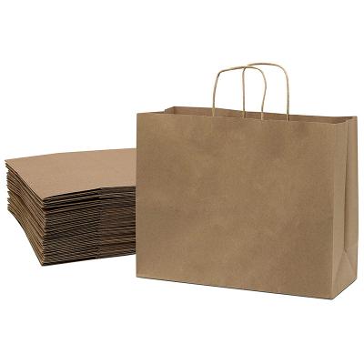 China Recycled Materials Wholesale Eco Friendly Gift Paper Brown Tote Bag Custom Recyclable Paper Shopping Bag With Handle for sale