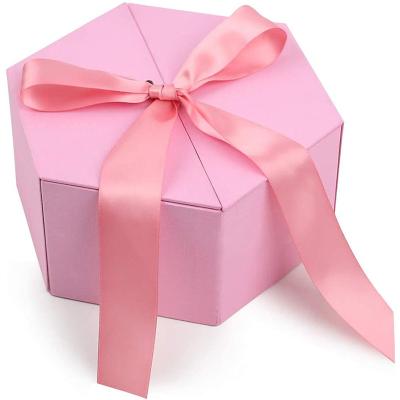 China Recycled Magnetic Foldable Rose Cardboard Gift Boxes Ribbon Custom Materials Ribbon Gift Box For Wedding,Christmas Gifts,Valentines Day for sale