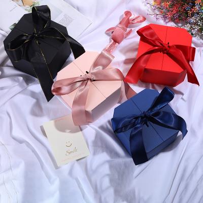 China Recycled Valentine Octagonal Gift Box Exquisite Materials Ribbon Paper Custom Gift Box for sale