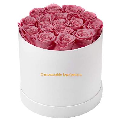 China Recycled Materials Wholesale Custom Luxury Round Shaped Flower Gift Box Gold Stamping Rose Flower Packaging Gift Box for sale