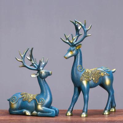 China China Custom Resin Golden Reindeer Horse Statue Crafts Decorative Ornaments for sale