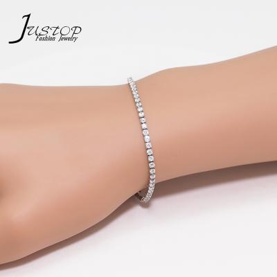 China Real environmental friendly wholesale ladies accessories white gold chain plated cubic zirconia tennis bracelet for sale