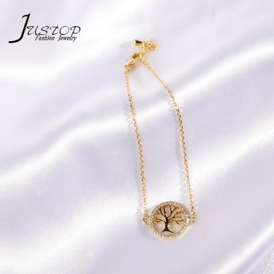 China Latest Environmentally Friendly Life Of Tree Bracelets Zircon Luxury Micro Paved Tree Of Life Bracelets for sale