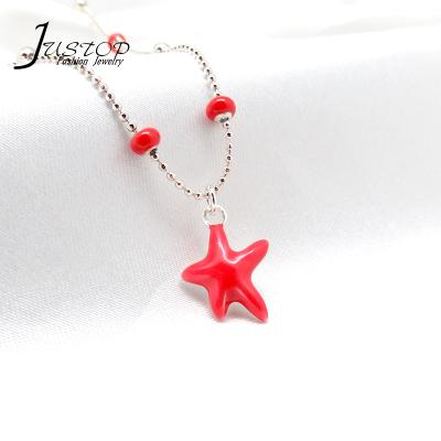 China 2020 Environmental Friendly New Design Red Starfish Epoxy Justop Necklace Summer Necklace Pending Gift Necklace for sale