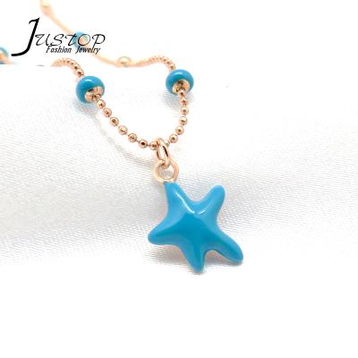 China 2020 Environmental Friendly Blue Epoxy Starfish New Design Justop Necklace Summer Necklace Pending Gift Necklace for sale