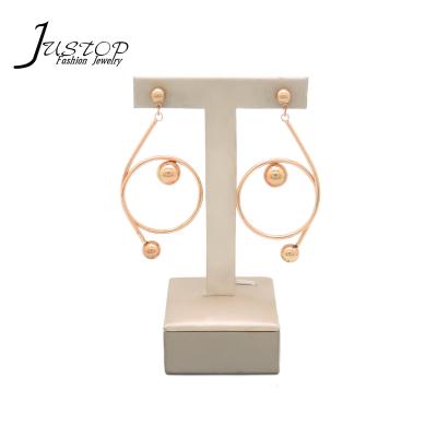 China New Style Environmental Friendly Special Ball Design Two Round Gold Plated Brass Earrings for sale