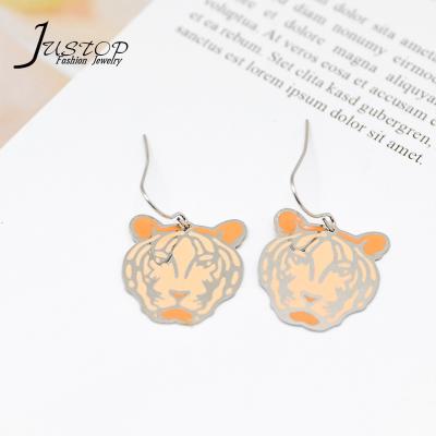 China Environmentally friendly European and American stainless steel earrings personality tiger exaggerated main earrings for sale