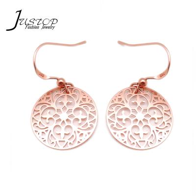 China Environmental Friendly Guangzhou Fashion Hollow Gold Plated 925 Sterling Silver Round Hook Earrings for sale