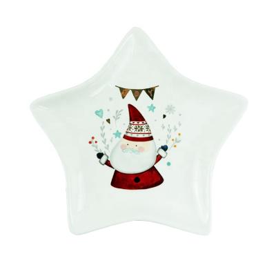 China Wholesale Minimalist Five-pointed Star Christmas Dinner Porcelain Ceramic Dish Set for sale