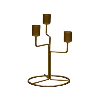 China Candlestick Minimalist European Style Candlestick Three Head Sconce Wrought Iron Wedding Candlestick for sale