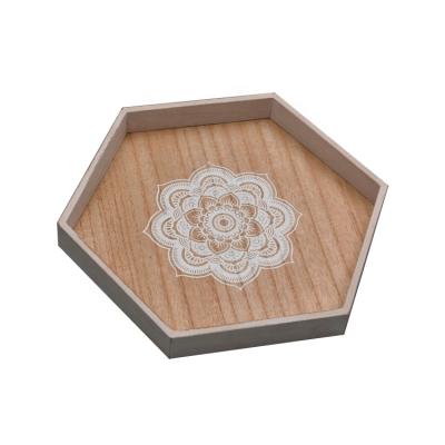 China Chinese Traditional Logo Wood Hexagon Wooden Tray Custom Made Professional Cheap Wholesale for sale