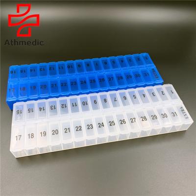 China 2021 Edible Grade PP Athmedic 32 Day Compartment Monthly Pill Organizer Pill Case Box for sale