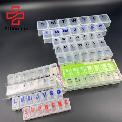 China 2021 Clear Transparent PP Athmedic Food Grade One Row 7 Day Pill Organizer for sale