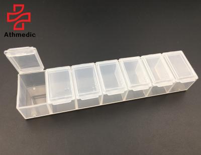 China 2022 Single Clear Pill Case 7 Cases 7 Days Food Grade PP Athmedic Rectangle Pill Box Single Case Weekly Pill Case for sale